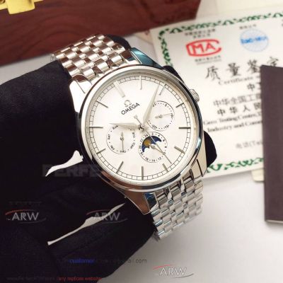 Perfect Replica Omega White Face Stainless Steel Bezel 40mm Watch